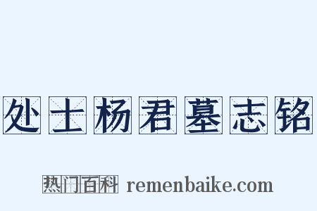 处士杨君墓志铭是什么意思的图片